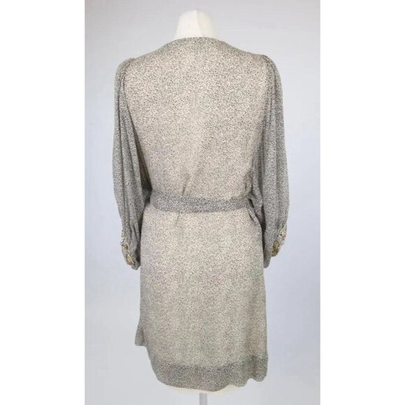 100% Silk French Connection Beaded Embellished Midi Dress Size 6 Black Beige - Picture 2 of 14